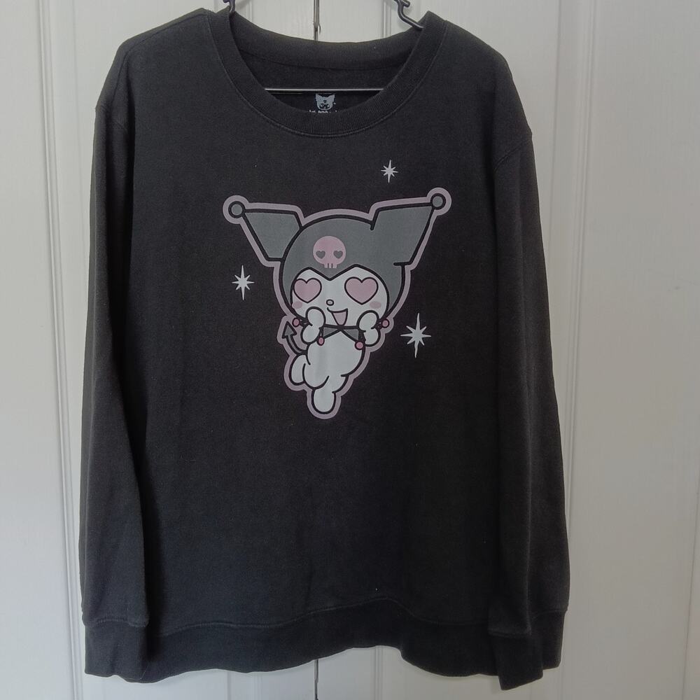 Official Sanrio Kuromi Heart Eyes Graphic Sweatshirt Black XL